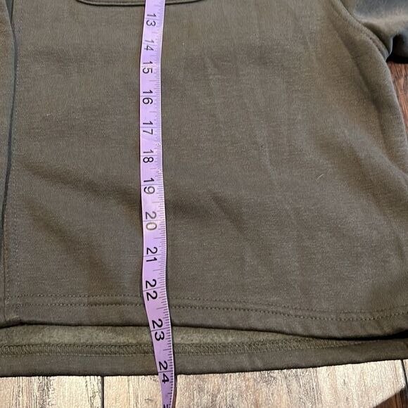 Sweatshirt Project light fleece lined jacket army green in EUC button up - Picture 6 of 8